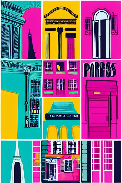 Prompt: minimalist boho style art of colorful paris, illustration, vector art