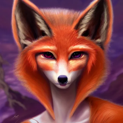 Image similar to award - winning extremely detailed fantasy art of a cute female anthro vulpes vulpes fulva with innocent eyes, 4 k