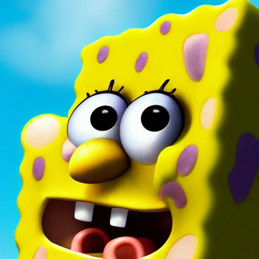 Image similar to A portrait of SpongeBob, realistic