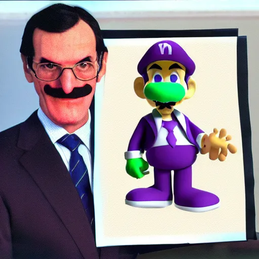 Image similar to president waluigi, photograph, photo, color