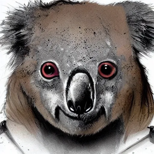 Image similar to A koala dressed like in Mad Max in the style of a DnD character portrait, concept art