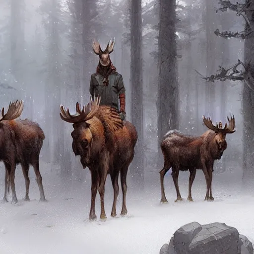 Image similar to moose - folk by greg rutkowski