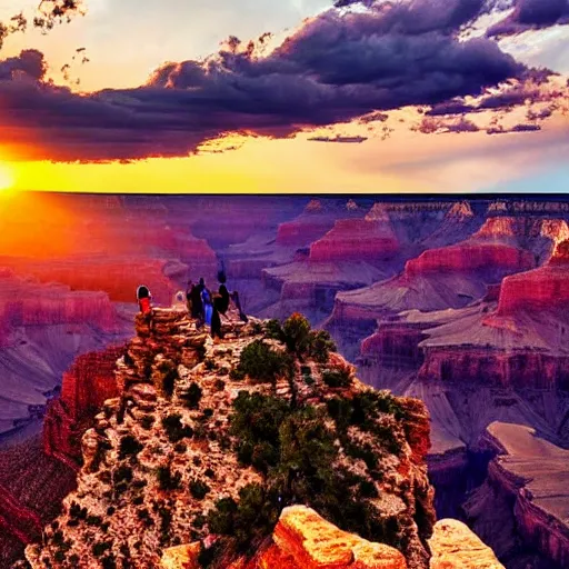 Image similar to sunset above grand canyon, beautiful landscape, high detail, instagram photo, professional dslr photo, creative composition, beautiful composition