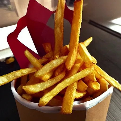 Image similar to photo of [ a single salted french fry chip ] shaped like that looks like stephen fry as a pixar character hybrid intercross mix cinematic lighting