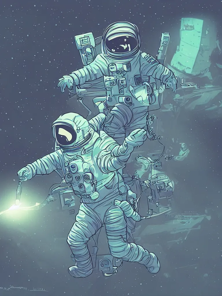 Prompt: astronaut glowing in the dark by disney concept artists, blunt borders, rule of thirds