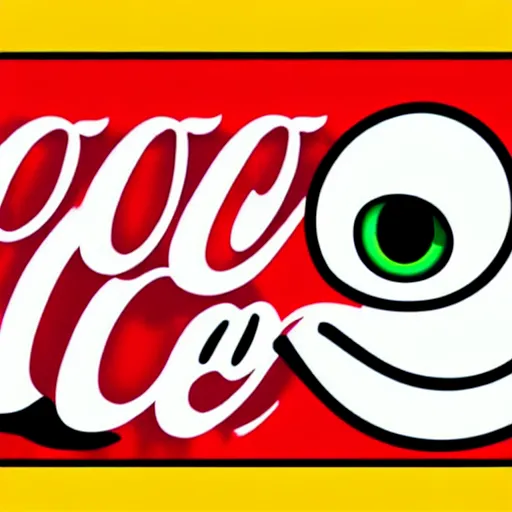 Image similar to digital drawing of the coke logo personified as a cute soda themed girl in the style of the youtuber lavender towne, margaret keane style, large creepy eyes, extremely detailed and colorful eyes, digital art, deviant art, soda themed girl, hyper detailed eyes, money sign pupils, tim burton, scratchy lines