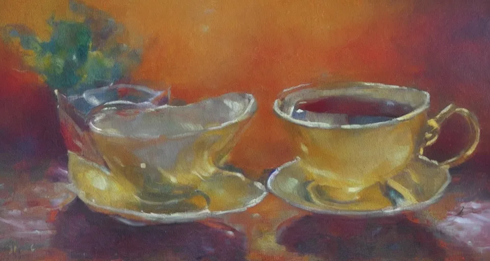 Prompt: gold peak tea, beautiful painting, oil on canvas, by ewa czarniecka, award winning masterpiece,