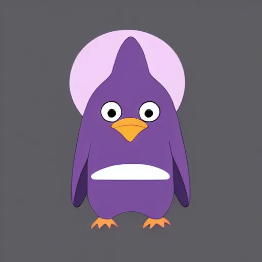 Image similar to 2 d matte purple penguin holding key studio ghibli style