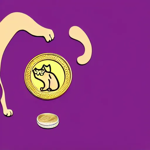 Image similar to Professional logo. Cat holding with a coin. Abstract, Pictorial, Intricate design, creative, vivid, 8k, svg.