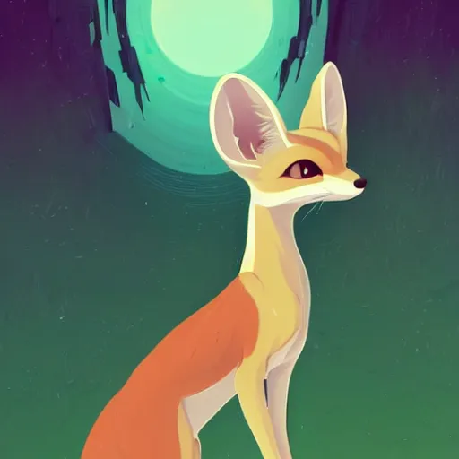 Image similar to fennec fox, clean cel shaded vector art. shutterstock. behance hd by lois van baarle, artgerm, helen huang, by makoto shinkai and ilya kuvshinov, rossdraws, illustration