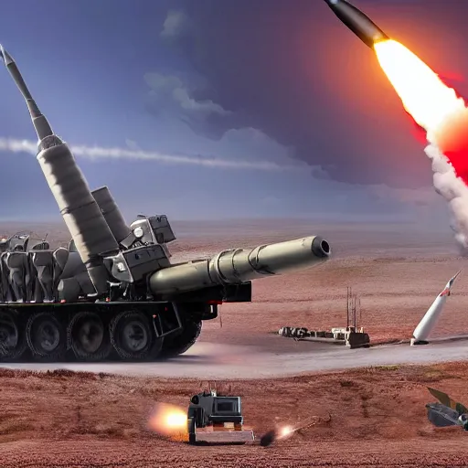 Image similar to photo of missile hitting russian anti - aircraft system, highly detailed, photorealistic, 8 k