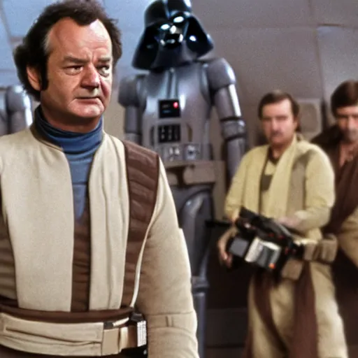 Image similar to bill murray in star wars, movie still, promotional shot