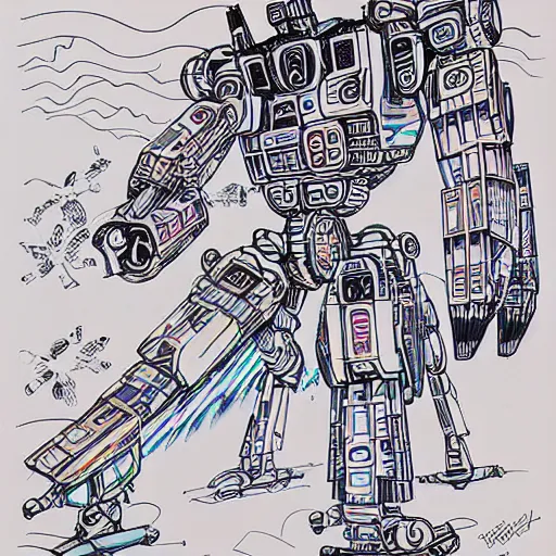 Prompt: robotech mech in the style of audrey kawasaki, photorealistic, by wassily kandinsky and robert mccall and zdzisław beksinski, ink and charcoal illustration