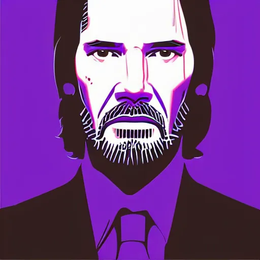 Image similar to individual john wick portrait retro futurist illustration art by butcher billy, sticker, colorful, illustration, highly detailed, simple, smooth and clean vector curves, no jagged lines, vector art, smooth andy warhol style