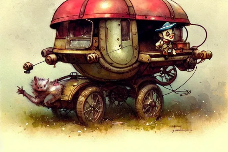 Image similar to adventurer ( ( ( ( ( 1 9 5 0 s retro future robot mouse balloon adventure wagon house. muted colors. ) ) ) ) ) by jean baptiste monge!!!!!!!!!!!!!!!!!!!!!!!!! chrome red