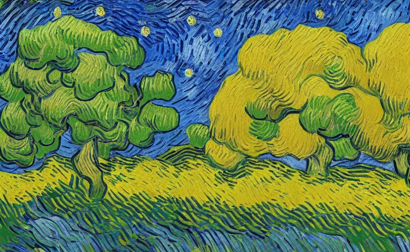 Prompt: a beautiful landscape in the style of vincent van gogh, ultra realistic, beautiful
