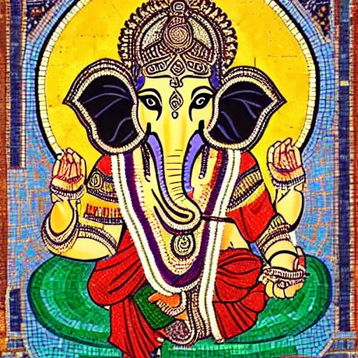 Image similar to a beautiful mosaic of the god ganesh