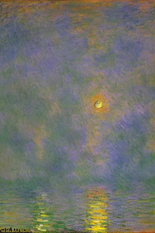 Image similar to Batman impresionism painting by Claude Monet, night