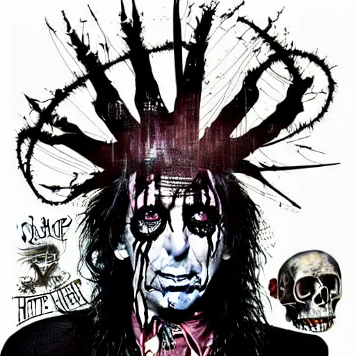 Image similar to graphic illustration, creative design, punk alice cooper, biopunk, francis bacon, highly detailed, hunter s thompson, concept art