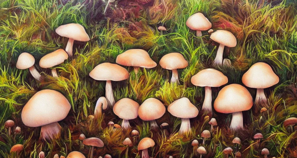 Image similar to a beautiful painting of mushrooms by Tokio Aoyama, Mario Martinez, David Normal