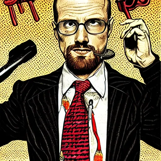 Image similar to The Artwork of R. Crumb and his Cheap Suit Breaking-Bad-Jesse-Pinkman, pencil and colored marker artwork, trailer-trash lifestyle