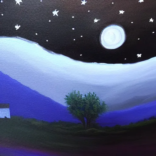 Prompt: night time, midnight. highly detailed painting 8 k