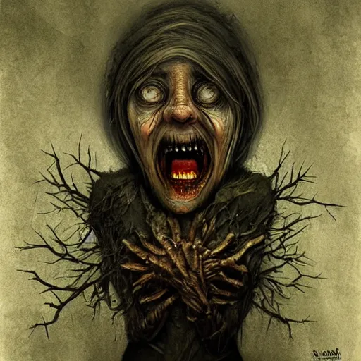 Image similar to Babà Yaga in the style of Anton Semenov, horror, dark, Digital art, realistic painting, very detailed, High definition