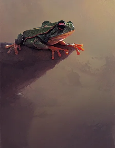 Image similar to a Jesus frog by Ruan Jia, oil on canvas, artstation, dramatic scenery, masterpiece, aesthetic