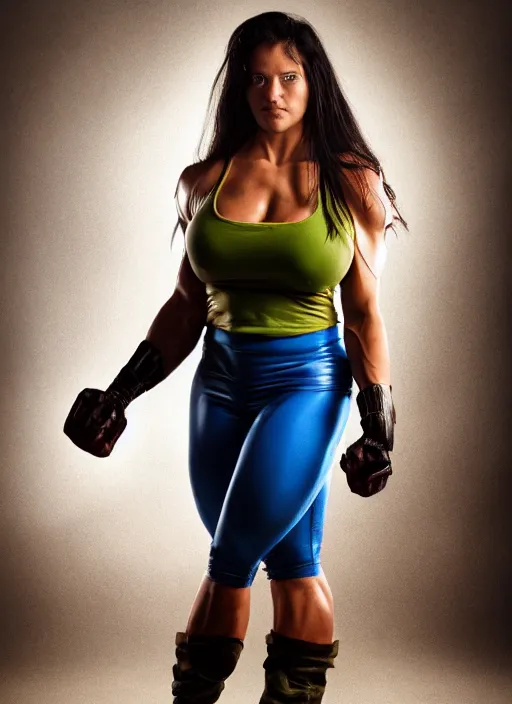 Image similar to A full portrait photo of real-life women hulk, f/22, 35mm, 2700K, lighting, perfect faces, award winning photography.