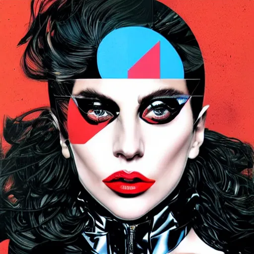 Image similar to a portrait of Lady Gaga as an android, by MARVEL comics and Sandra Chevrier