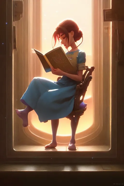 Prompt: highly detailed portrait of beautiful girl reading a book in toy story, dynamic pose, stephen bliss, unreal engine, fantasy art by greg rutkowski, loish, rhads, ferdinand knab, makoto shinkai and lois van baarle, ilya kuvshinov, rossdraws, tom bagshaw, global illumination, radiant light, detailed and intricate environment