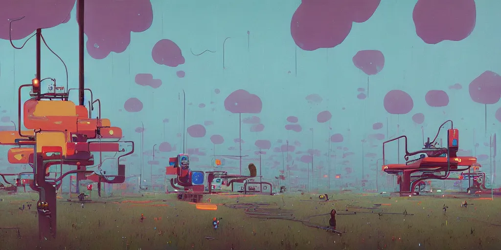 Prompt: the most amazing abstract painting in the history of the world simon stalenhag