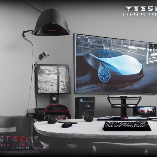 Prompt: tesla gaming setup, high detail, octane render,