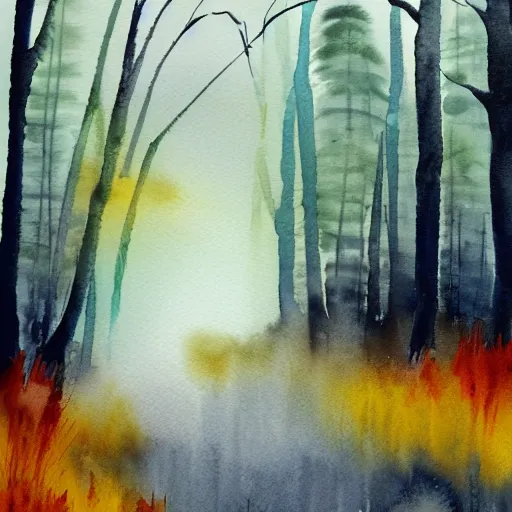 Image similar to watercolor foggy forrest