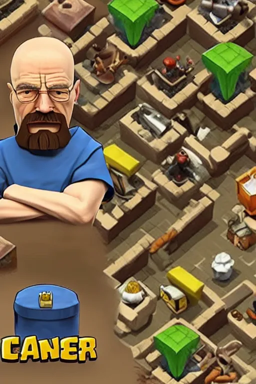 Image similar to walter white as a character in clash of clans