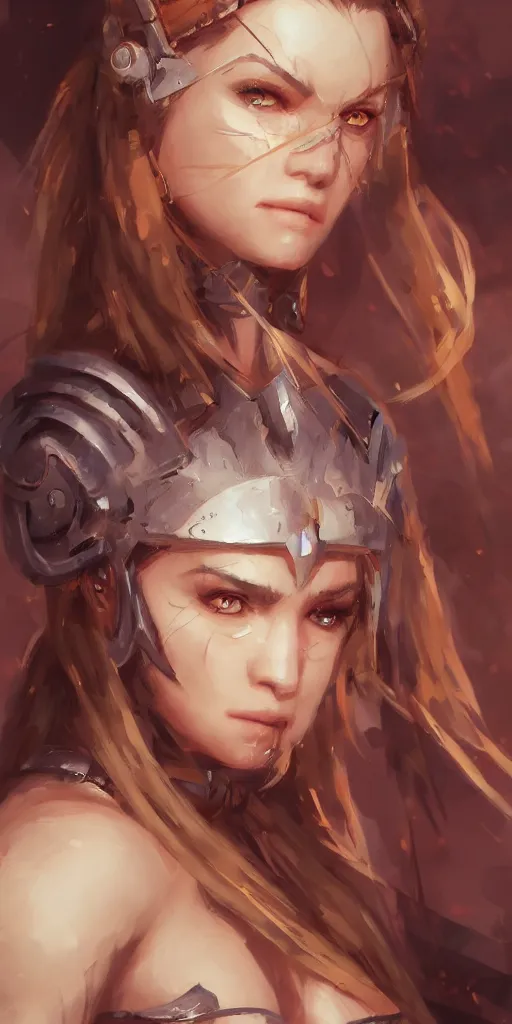 Image similar to head and shoulders focus portrait of a barbarian female high quality focus by wlop and rossdraws