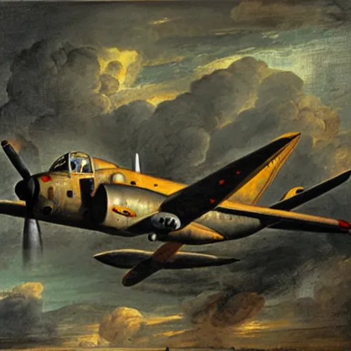 Prompt: Militar plane, artwork by Thomas GAINSBOROUGH