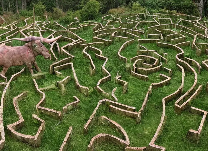 Image similar to the minotaur's maze invaded by vegetation