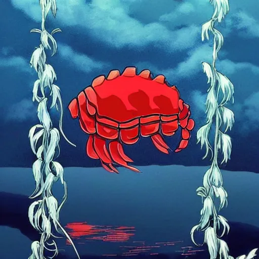 Image similar to Gorgeous wallpaper from Studio Ghibli’s “My friend the Red Lobster”