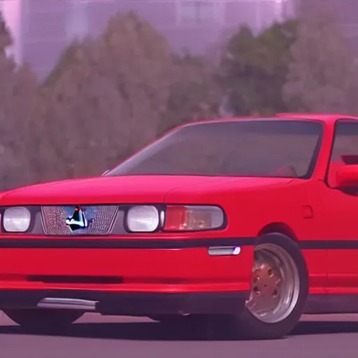 Image similar to stillframe of a 2 0 0 0 honda logo in dark red comor in the initial d series