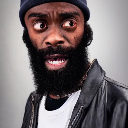 Image similar to photograph of Mc Ride from death grips