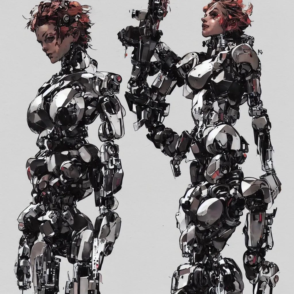 Image similar to a beautiful full body of a female robot. art by yoji shinkawa and sandra chevrier, trending on artstation, award - winning, perfect composition.