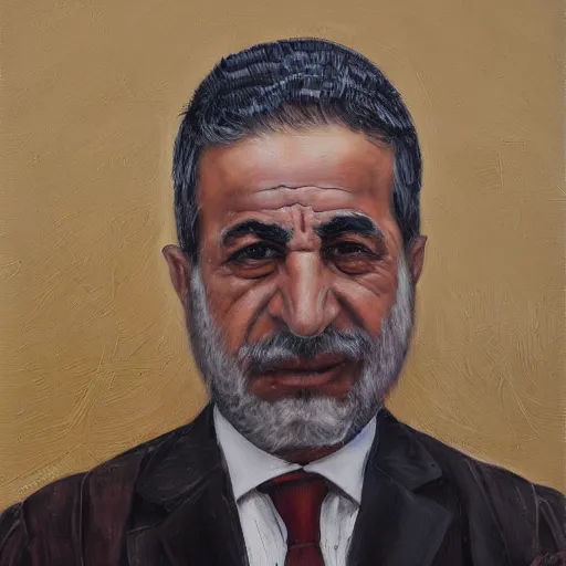 Image similar to Kurdish Lawyer, Oil on Canvas, award winning art, insanely detailed, hyperrealistic