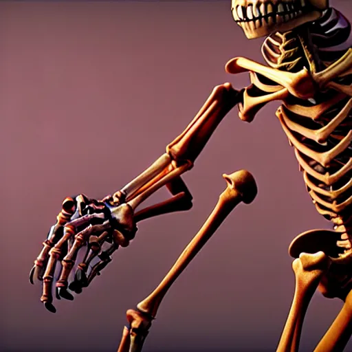 Prompt: weta disney pixar movie still macro close photo of a skeleton with triopan cones for hands. his hands are triopan cones. : : by weta, greg rutkowski, wlop, ilya kuvshinov, rossdraws, artgerm, octane render, iridescent, bright morning, anime, liosh, mucha : :