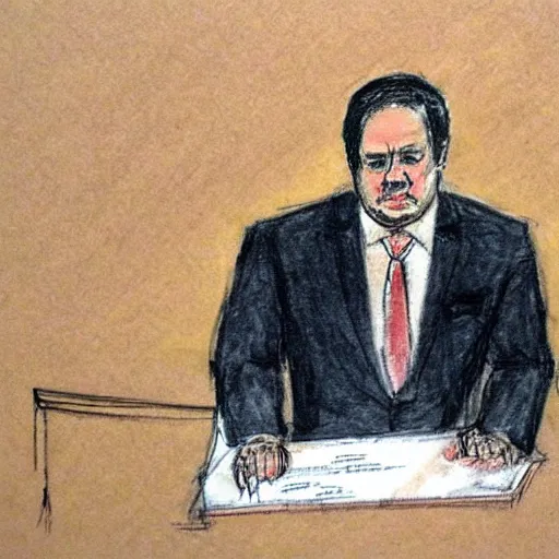 Image similar to bong testifying in court, courtroom sketch