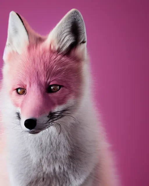 Image similar to pink fox, blue background, 8 k, 8 5 mm f 1. 8