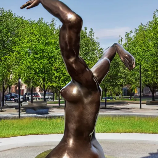 Image similar to high resolution photograph of a bronze sculpture in a roundabout