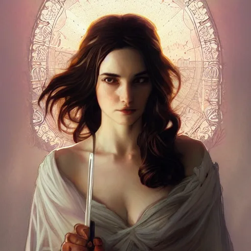 Image similar to beautiful young winona ryder, closeup, d & d, fantasy, intricate, elegant, highly detailed, digital painting, artstation, concept art, matte, sharp focus, illustration, art by artgerm and greg rutkowski and alphonse mucha