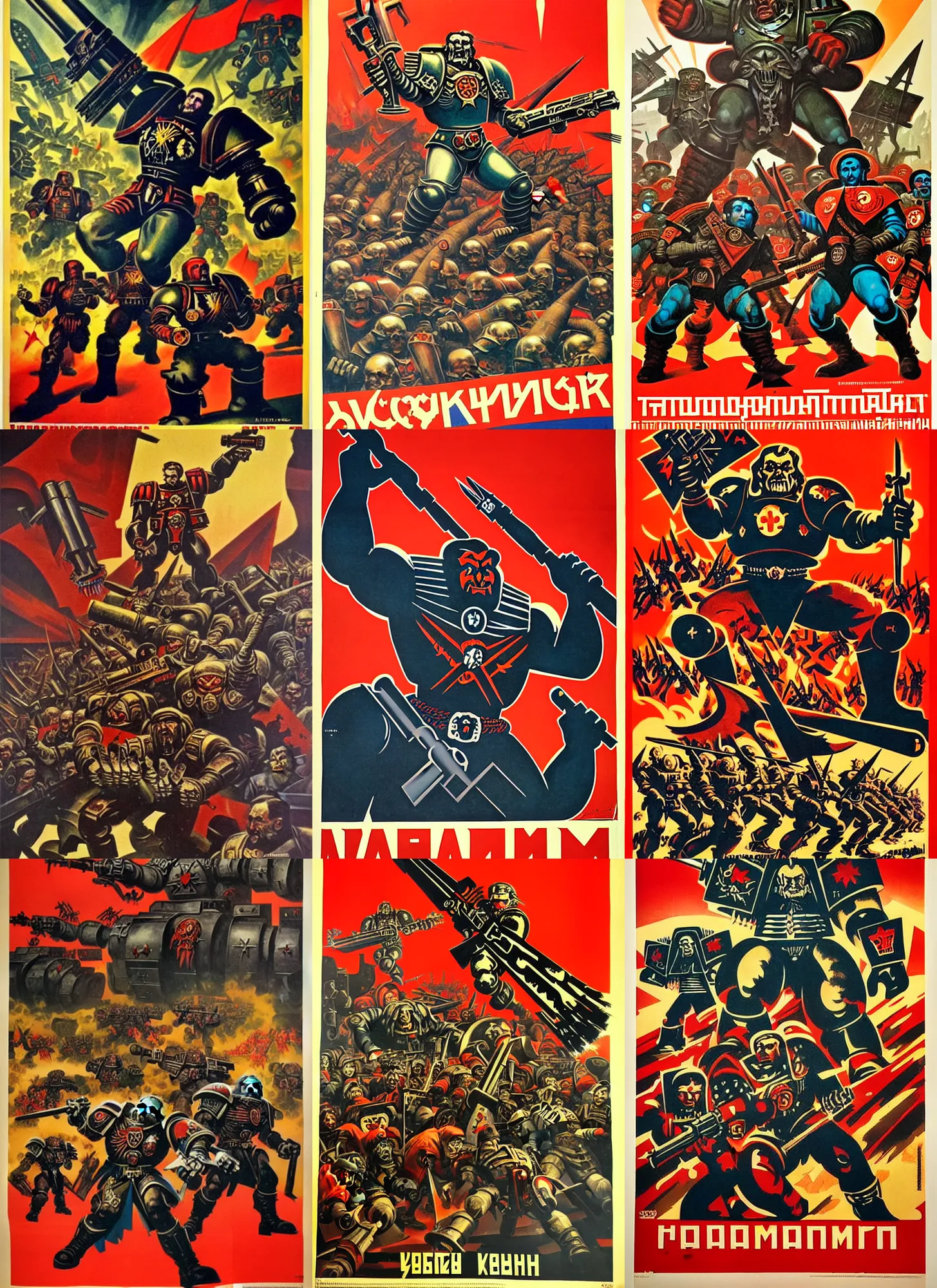 Prompt: soviet propaganda poster of chaos from warrhammer 4 0, 0 0 0, warhammer 4 0 k, socialist realism. by alexander zelensky, viktor deni, havrylo pustoviyt