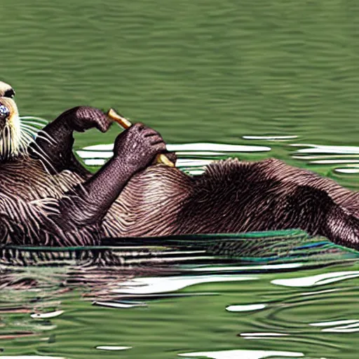 Prompt: a sea otter combined with corn on the cob